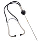 Metal stethoscope noise detector with black headset and extended probe rod