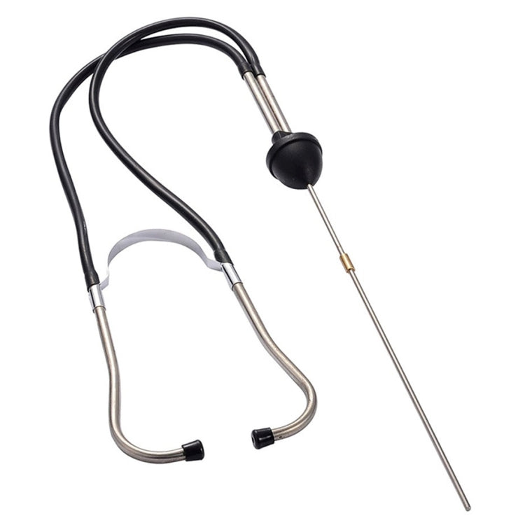 Metal stethoscope noise detector with black headset and extended probe rod