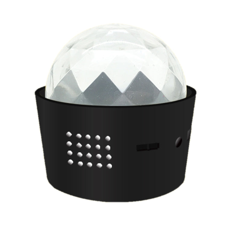 Portable DJ light with black base, clear crystal dome, and LED dot pattern