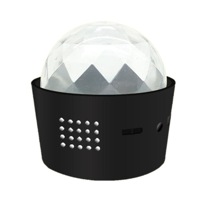 Portable DJ light with black base, clear crystal dome, and LED dot pattern