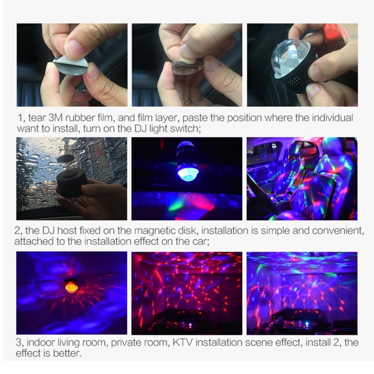 Portable DJ light installation shown with hands positioning the light on a car