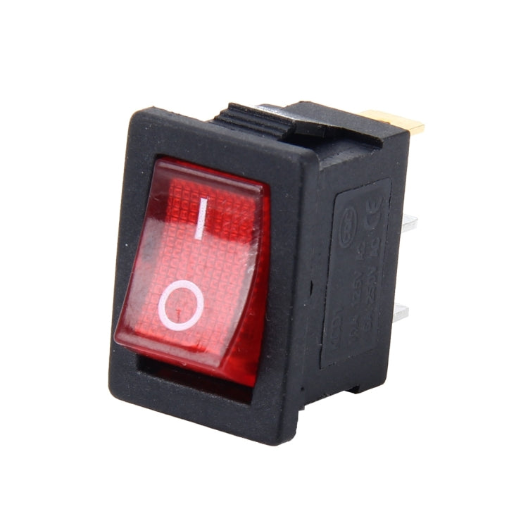 On-Off push button switch with red square indicator lens, black body