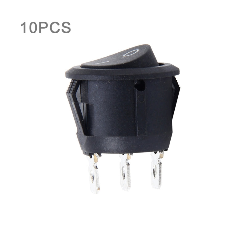 3-pin round push button switch with OFF/ON markings, black body and pins