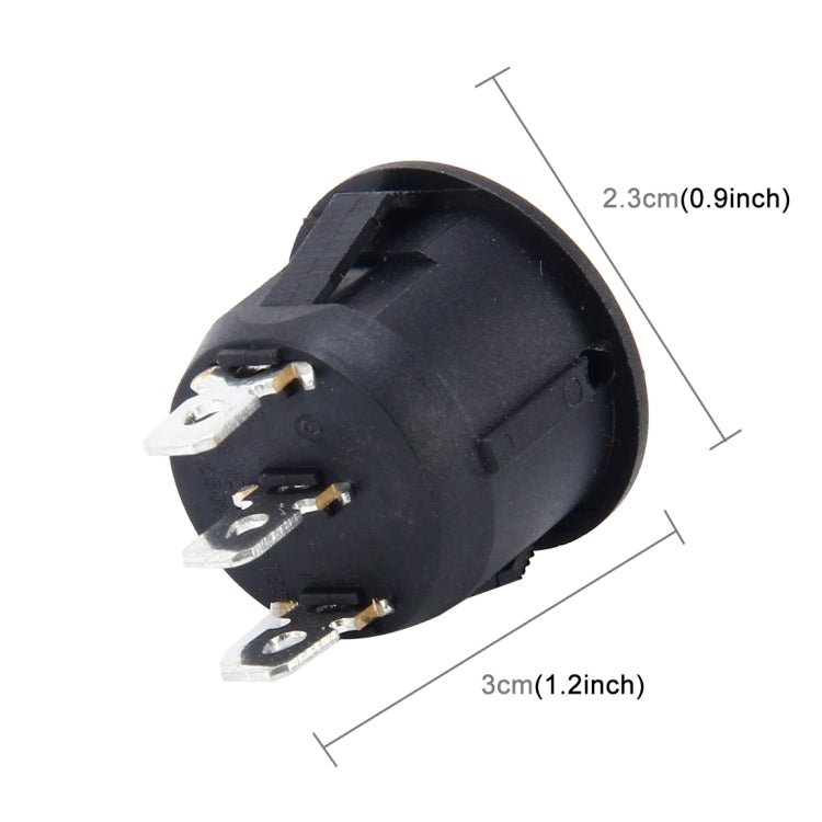 3-pin round push button switch with side terminal pins, compact size