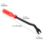23 cm trim panel clip remover with red handle; black fork head measures 0.8 cm