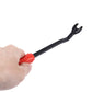 Trim panel clip remover tool held in hand; red handle and black pry fork