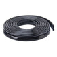 Black rubber weather strip seal, coiled roll with curved profile and end clip