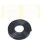 Black coiled rubber door seal strip roll with snap-on clip, shown with packaging
