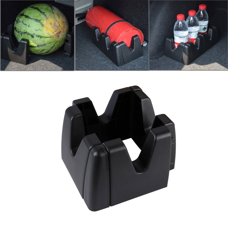 Car storage stabilizer holder set with black plastic clamps, shown with watermelon
