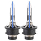 HID xenon headlight bulbs pair front view with black mounting bases and clear glass tubes