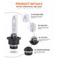 HID xenon headlight bulb on black base with cutaway product detail callouts