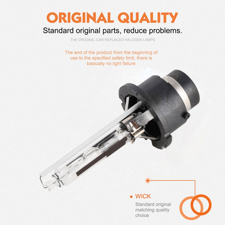 HID xenon headlight bulb with black base and clear glass tube