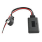 Car Bluetooth audio AUX adapter cable with black module, connector plug, red/black leads