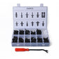 Universal car retainer clip set, 350-piece case with clips and removal tool