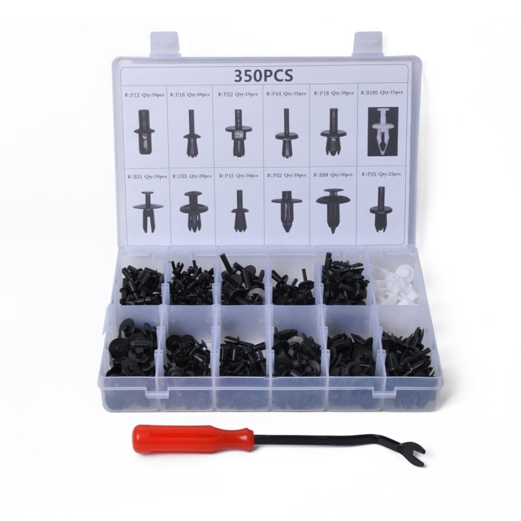 Universal car retainer clip set, 350-piece case with clips and removal tool