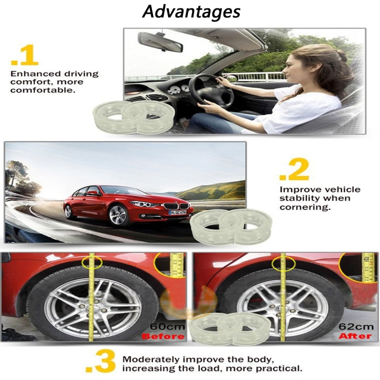 Two translucent shock absorber spring buffer discs for improved vehicle stability