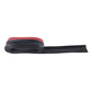 Bumper lip protector strip, black with red top edge, shown stretched out