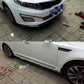 Installed bumper lip on white car, showing lower lip trim