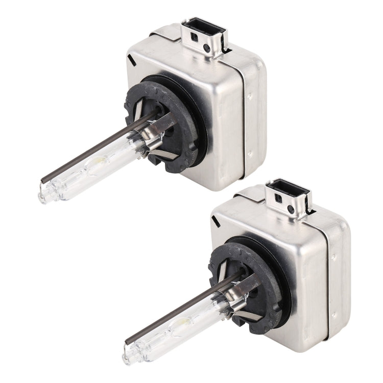 Set of two D3S HID xenon bulbs with clear glass tubes and silver/black housings