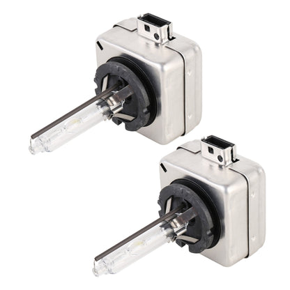 Set of two D3S HID xenon bulbs with clear glass tubes and silver/black housings