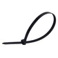 Black nylon cable tie, 8mm x 300mm, with tapered head and pointed end
