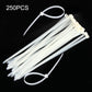 White nylon cable ties, 8mm x 300mm, 250-piece bundle with locking heads