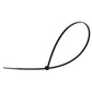 Black nylon cable tie with locking head, single long strap and loop