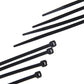Black nylon cable tie straps with locking heads, close-up