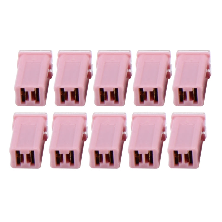 10-pack pink PAL push-in fuse holders with straight female terminals and clear window