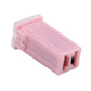 Pink straight push-in PAL fuse holder with rectangular plastic shell and female blade socket