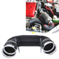 Universal air intake tube with black ribbed hose and silver inlet couplers, metal clamps