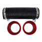 Universal air intake tube with black ribbed hose and red sealing rings, metal clamps