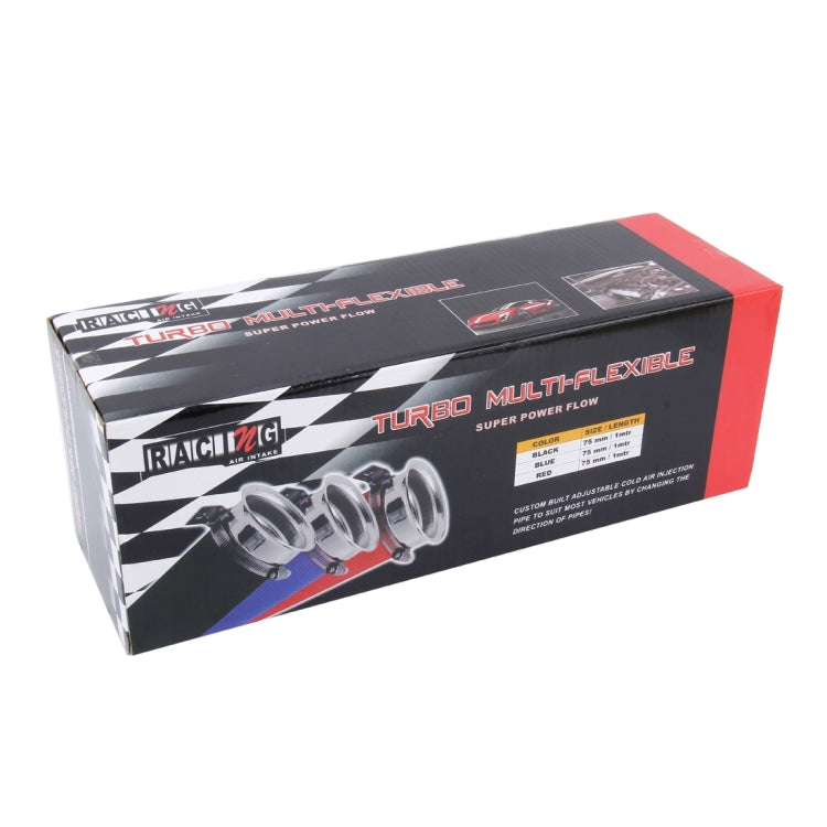 Universal turbo cold air intake system retail box package, black and red