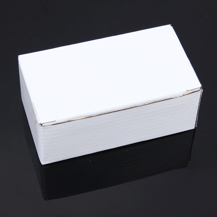 License plate light retail box with white label and brown cardboard edges