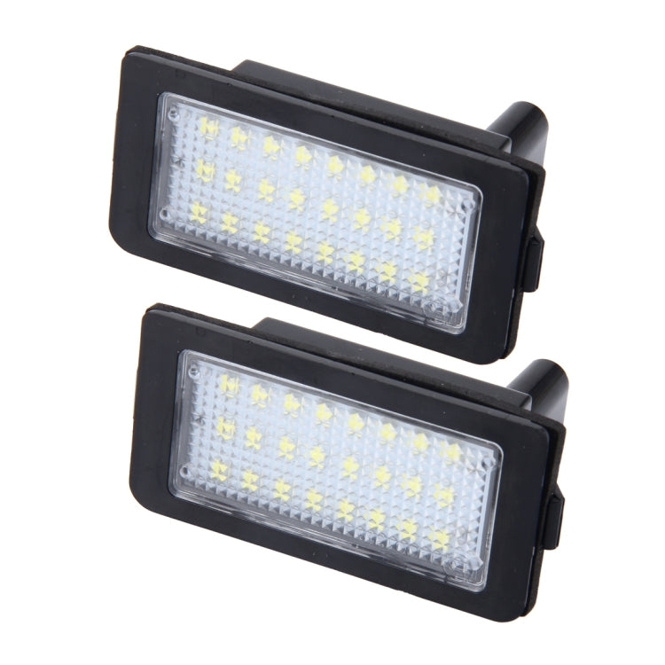 2-piece LED license plate light set, black housings with clear front lens and SMD LEDs