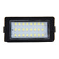LED license plate light with clear front lens showing 24 SMD LED array in black frame