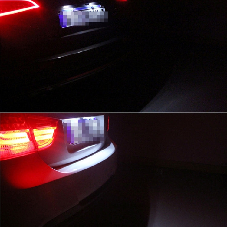 LED license plate light glowing white through clear lens