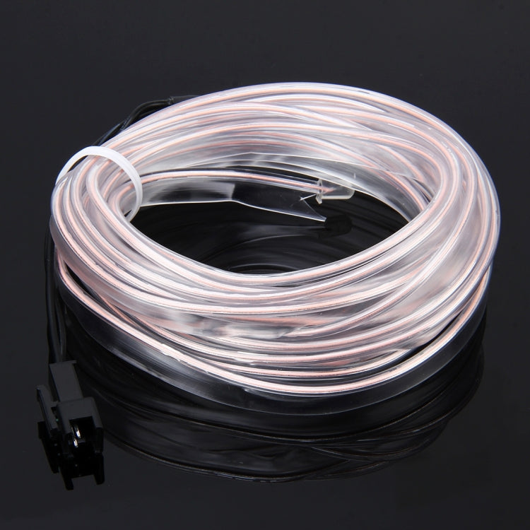 Flexible car LED strip light coil with clear casing, glowing cool white
