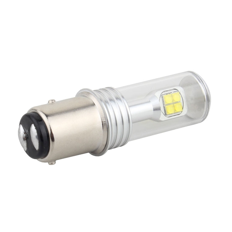 Single LED car light bulb with clear housing, yellow square LED chip, and metal mounting base.