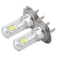 H7 LED fog light bulb set, two white-glowing units with metal collar and LEDs