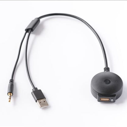 Car Bluetooth adapter cable with 3.5mm AUX plug and USB-A connector
