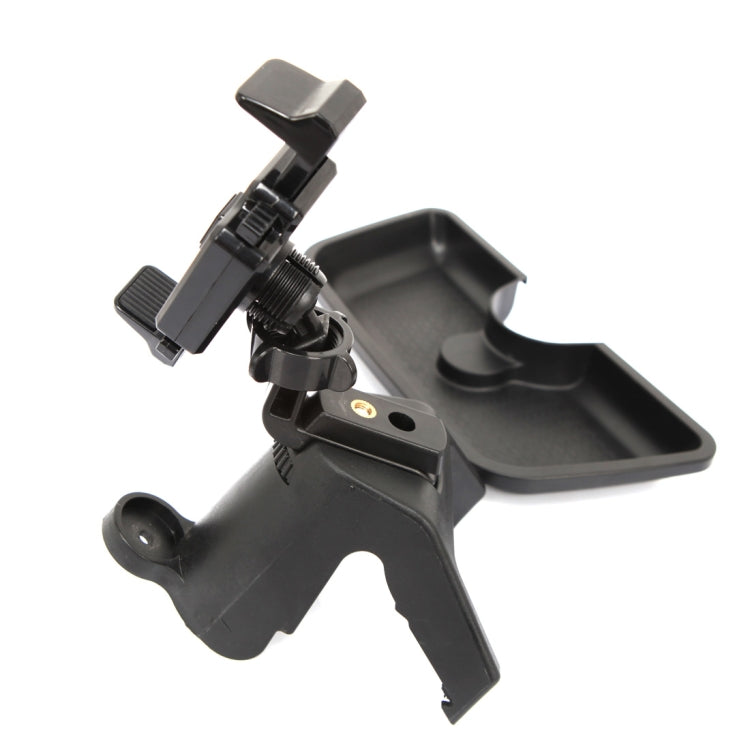 Black dash mount holder with pivot arm and adjustable clamp for phone/GPS