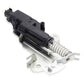 Car central locking actuator motor with black housing, spring, and metal mounting