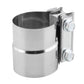 Stainless steel exhaust band clamp with wide band and two hex bolts on side