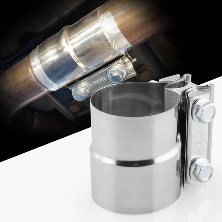 Stainless steel turbo exhaust downpipe lap joint band clamp attached with two bolts