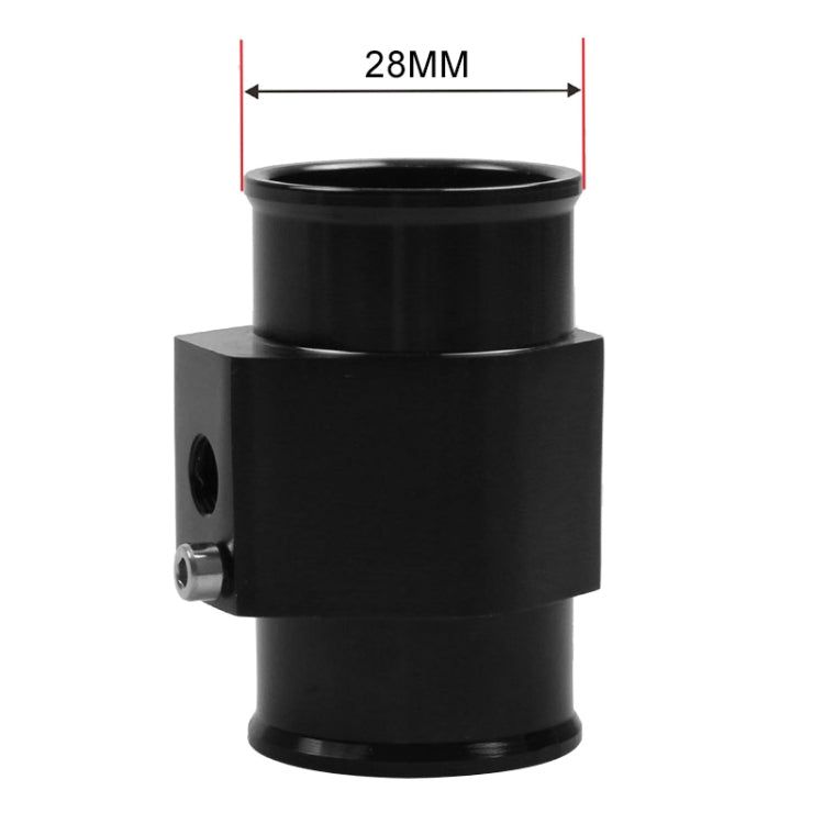 Black radiator temperature sensor adaptor with 28mm opening and side bolt