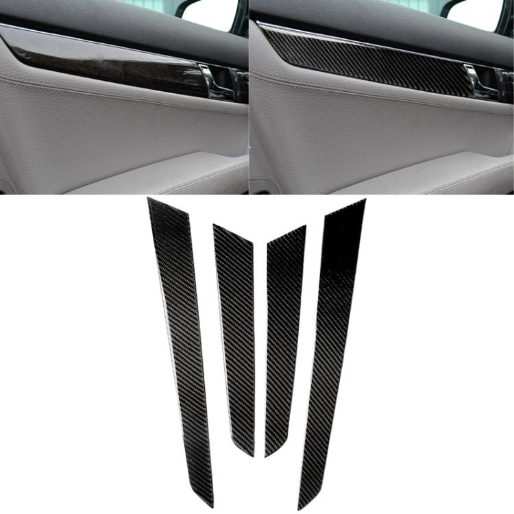 Carbon fiber inner door panel sticker set, four black textured strips