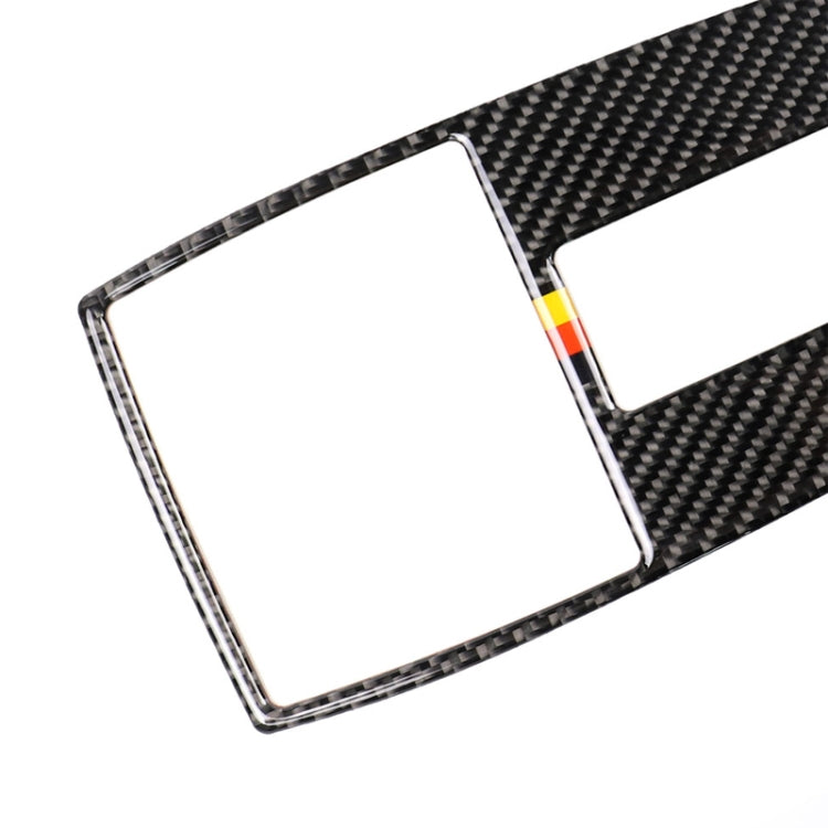 Close-up carbon fiber reading lamp frame sticker with German flag stripe