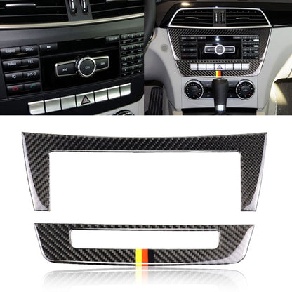 Carbon fiber central control CD panel trim sticker with German flag accents