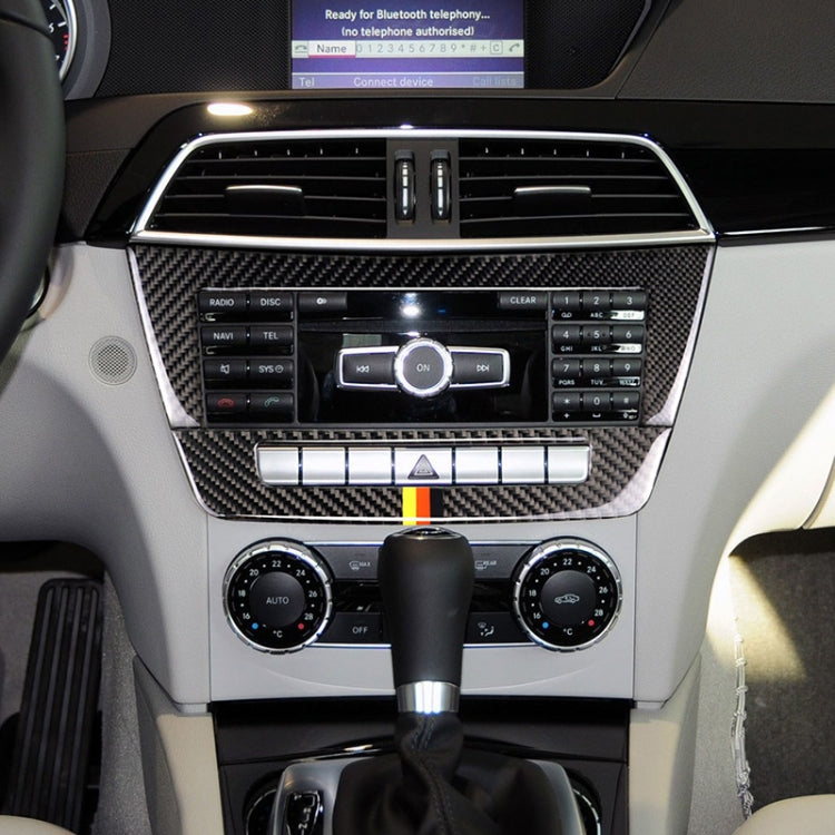 Installed carbon fiber central control CD panel trim sticker with German flag